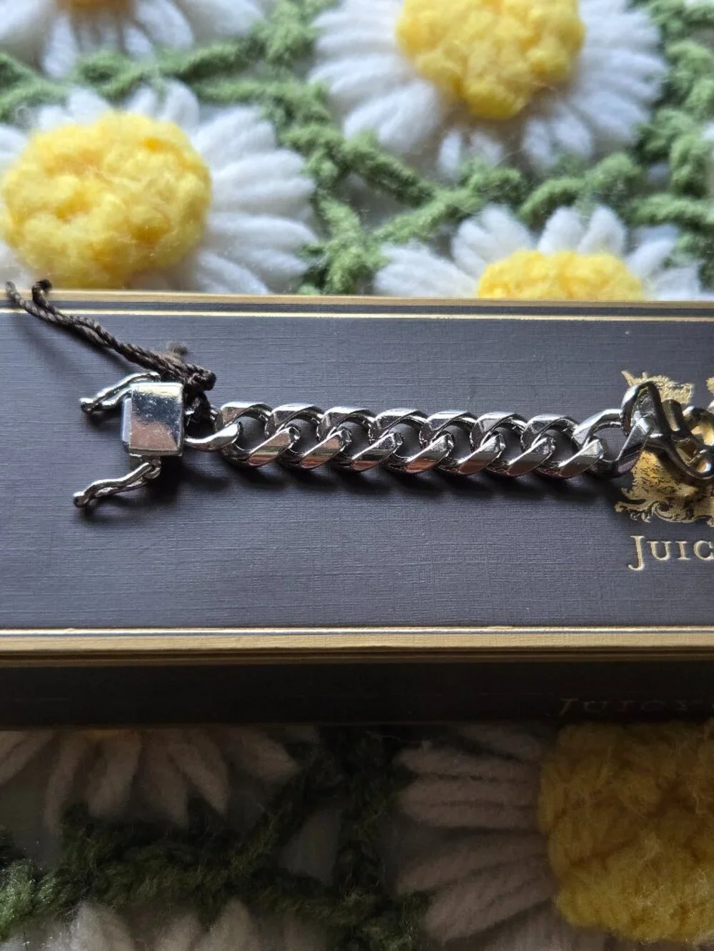 Juicy Couture Rhinestone Script Link Bracelet